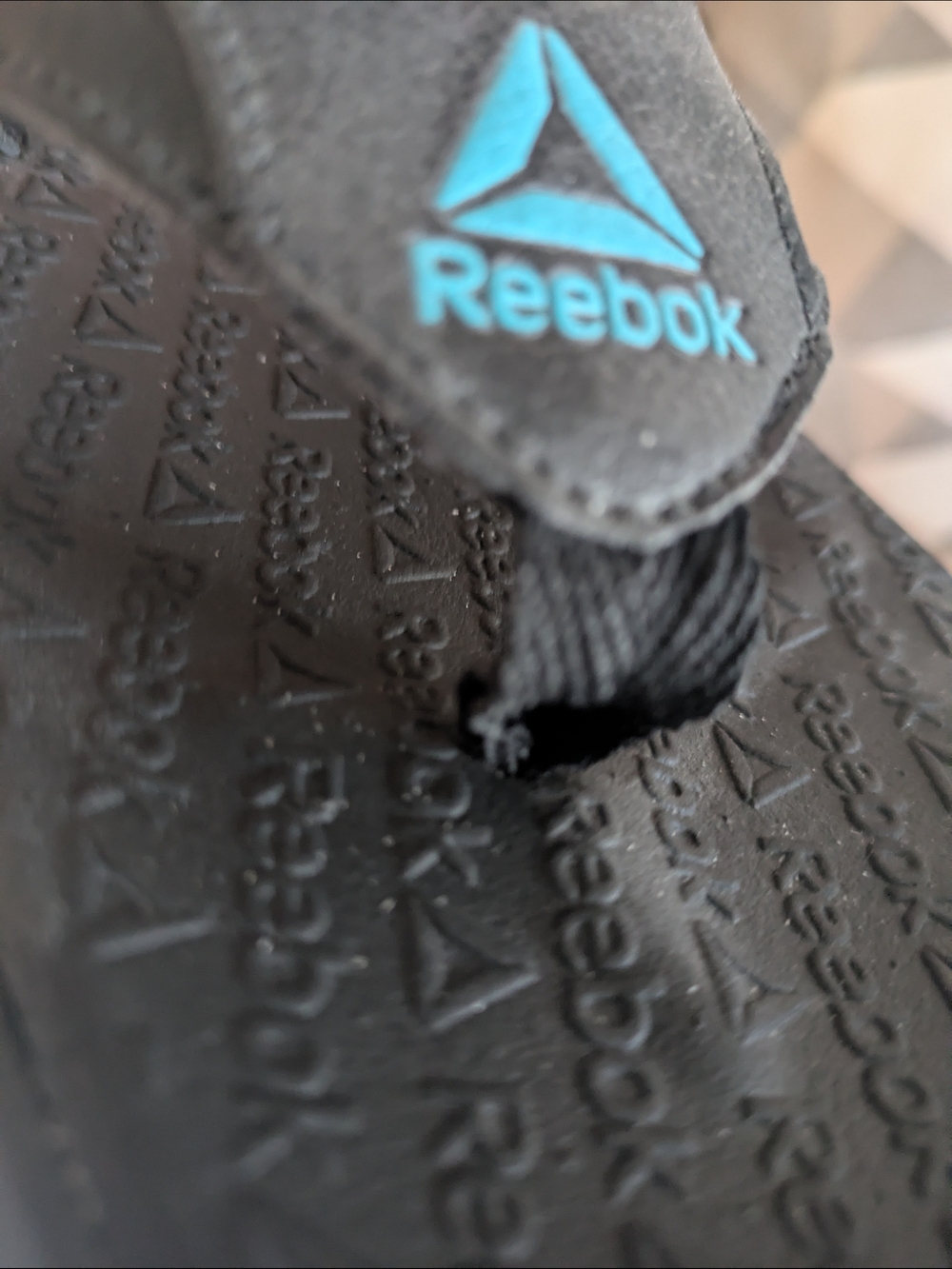 Reebok Black Flip Flop Sandals with Blue Logo - Picture 8 of 8